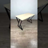 Стол кухонный Loft со столешницей из массива сосны 40 мм без покрытия и черными металлическими Z-образными ножками, 120х80х75 см 703-10005